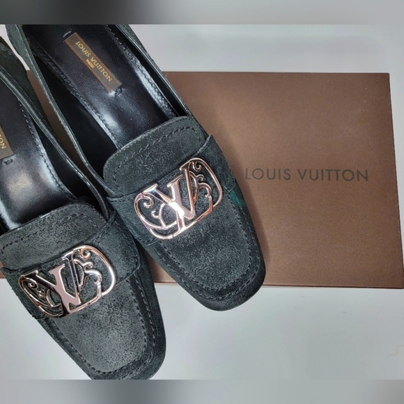 LOUIS VUITTON Vintage Juliet Loafer Women Black Heels Shoes Size 6.5 US 37 - Picture 1 of 15